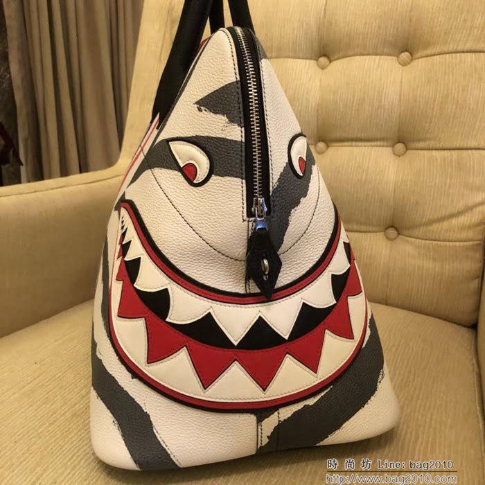 HERMES愛馬仕 2018 hermes 保齡球鯊魚包45cm 專櫃限量版 莫斯科的冰雪美麗 世界盃紀念版 手提包  Ama1049
